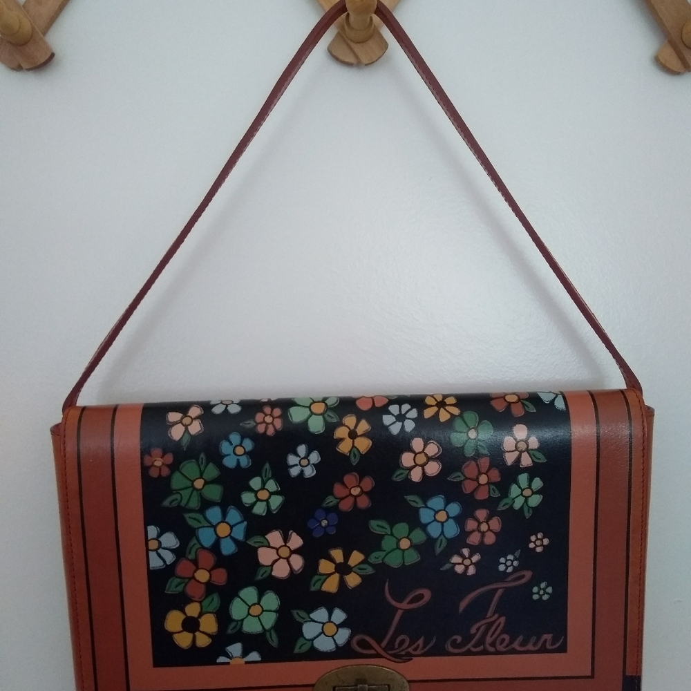 Rare Hayden Harnett Painted Les Fleur Vintage Handbag  70s Boho